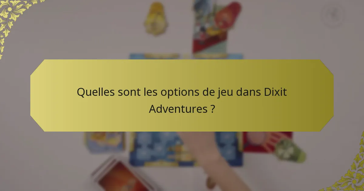 Quelles sont les options de jeu dans Dixit Adventures ?